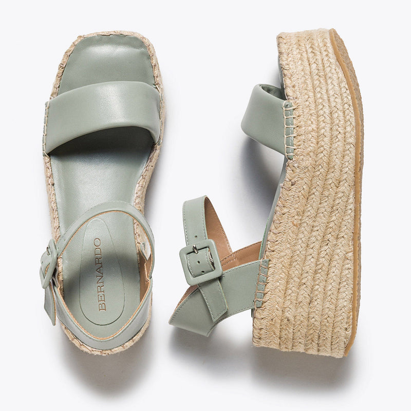 Bernardo Mallorca Espadrille Sandali con Plateau Donna Verdi Chiaro | YXB6874CF